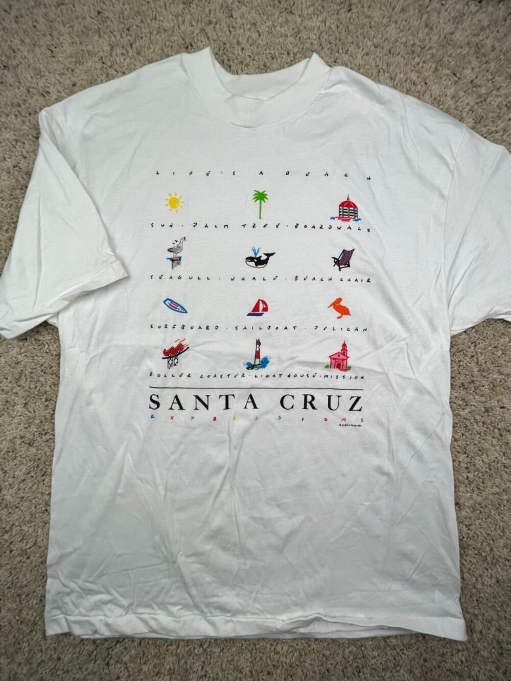 VINTAGE Santa Cruz Expressions T-Shirt Luke A Tuke Beach Men's Size XL 1991